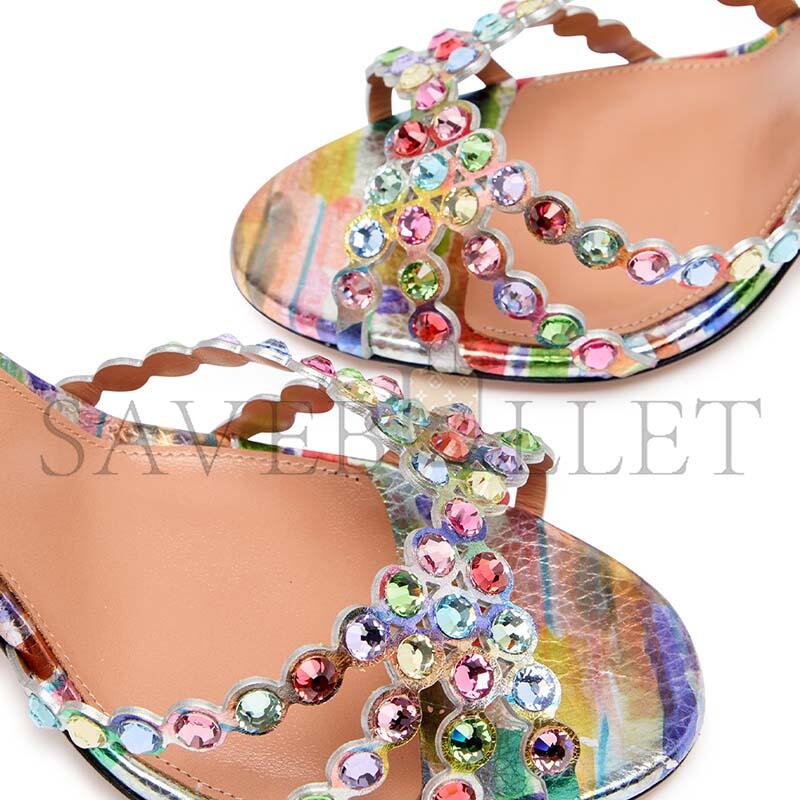 AQUAZZURA TEQUILA 105 PRINTED LEATHER SANDALS 